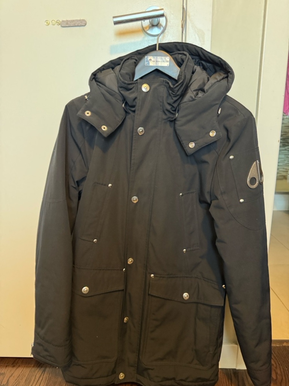 Moose Knuckles Men's Black Hooded Field Parka